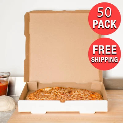 (50-Case) 18" x 18" x 2" White Corrugated Plain Pizza Bakery Square Take-Out Box