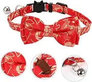 Happyyami 1pc Pet Collar with Bowknot and Bell Creative Chinese Style Neck Ring for Cats Durable Pet Supplies Easy to Clean and Wear