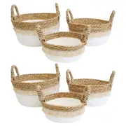 2x 3pc LVD Abud Storage Basket w/ Handle Set Living Room Decor White/Natural