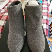 Dr Scholls Boots Womens Create Wedge Ankle Booties Black Flannel Wool Size 6