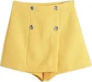 [ERTYUIO] Short Skirt for Girls High Waisted Skirt Button Solid Women Short Pants