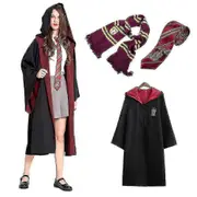 Adult Mens Womens Wizard Harry Potter Fancy Dress Cloak Costume Cosplay 3pcs 2XL red