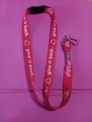 Coca-Cola Lanyard Red FOR Keys ID TAG HOLDER COKE RED KEY CHAIN GIVE IT BACK