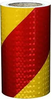 Reflective Tape， High Intensity Red Yellow Warnig Tape, Self-Adhesive Reflective Sticker for Trailers Trucks Cars Boats(20 cm X 10 Meters)