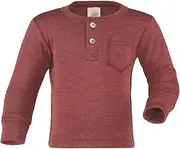 [Engel] Baby T-Shirt with Button Down 70% Wool (Organic Textile) 30% Silk Natural Size 62/68-110/116