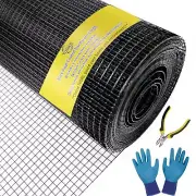 Black Hardware Cloth 1/2 inch 24 x 100ft 19 Gauge Black Vinyl Coated Wire Mes...