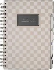 Fringe Studio Large Tab Notebook,Neutral Checks, Flexible Paperback Cover, 5 Subject/Die-Cut Dividers, 7.25" X 10", 180 Lined Pages, Multicolor (343PA002FSC)