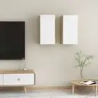 NNEVL TV Cabinets 2 pcs White and Sonoma Oak 30.5x30x60 cm Chipboard