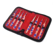 8 Pcs Professional Tweezers Set Precision Stainless Steel Eyebrow Lashes Razor