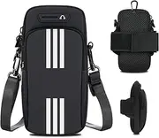 Phone Holder for Running Armband Cell Phone Purse Crossbody for Women Men Kids,iPhone 16 15 14 13 12 11 Pro Max Xs 16e Xr X 8 7 Plus SE Mini Pouch,Galaxy S25 S24 Ultra Edge Note Arm Bag Black