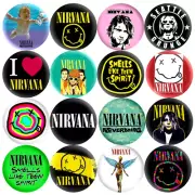 NIRVANA 1.5" Pinback Buttons 90's Music Grunge Rock Band, Kurt Cobain, 16 Pins