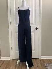 New Theory $375 IWG Architect Jumpsuit Brilliant Navy 2.0 Wrigley Viscose Sz 2
