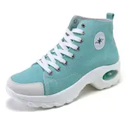 Catzon Womens Canvas Sneakers High Top Lace up Casual Air Cushion Shoes-Blue