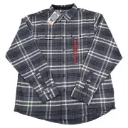 Woolrich Brawny Flannel Shirt Shacket Mens XL Button Up Pockets Gray Plaid New