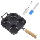 4-Cup Cast Iron Egg Frying Pan Non Stick Omelet Pan with Oil Brush Egg Cooker AU