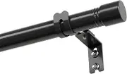 Curtain Rods for Windows 30 to 144 Inch, 1 Inch Black Curtain Rod Set, Stainless Steel Heavy Duty Drapery Rods with Adjustable Brackets for Room Divider, Bedroom, Living room, Kitchen, Bathroom, Black