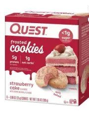 New QUEST Frosted Strawberry Cake Soft 5g Protein Cookies 7.05oz (1 Box)
