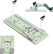 Pilates Board Reformer Set, Multifunctional Pilates Reformer Machine, Foldable Automatic Rebound Ab Roller Wheel Training Board, Portable Pilates Sliding Board Fitness Equipment for Men, Women