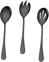 TOPPERFUN 1Set Stainless Steel Salad Servers Buffet Cutlery with Slotted Spoon Fork Reusable Utensils for Home Restaurant Parties Weddings