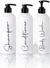 Alora 32oz Reusable Shampoo and Conditioner Bottles - Set of 3 (32oz), White