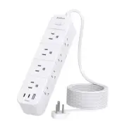 Surge Protector Power Strip 15 ft Cord, Flat Plug Extension Cord with 12