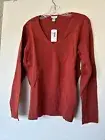 Chicos Caitlyn V Neck Sweater Red Ochre Color Silk Material