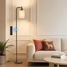 Floor Lamp with Linen Shade, Dimmable Tall Standing Lamp with Remote Control ...