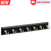 Black Key Holder 14" Wall Mount Key Rack 7 Key Hooks for Wall