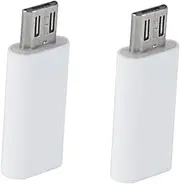 2pcs Type c to Micro USB Adapter Universal Fit for Smart Devices White for Laptop and Phone