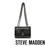 【STEVE MADDEN】BIRENA格紋鉚釘鍊帶斜背包(黑色)