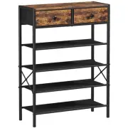 Shoe Rack, 5 Tier Shoe Storage Organizer with 2 Drawers, Metal Shoe Shelf for...