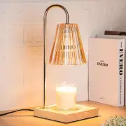 Candle Warmer Lamp with Timer, Vintage Amber Nightstand Lamp with 2 Bulbs