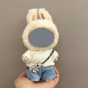 Labubu doll clothes 17cm canvas blind box pendant, first and second generation vinyl plush toy set——colour:LBB-68,height:17cm
