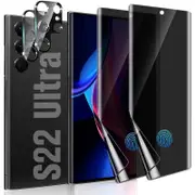 Samsung Galaxy S22 Ultra 2PCS Nano Ceramic Privacy Screen Protector + 2PCS 3D Camera Lens Protector