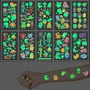 Luminous Temporary Tattoos for Kids, 10 Sheets Monster Glow in the Dark Birthday Party Supplies Favors, Glow Tattoos Stickers for Boys and Girls, Holiday Gifts Goodie Bags Stuffers for Kids