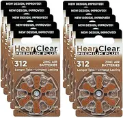 MICROPOWER BATTERY CO. HearClear Hearing Aid Batteries Size 312, PR41 (60 Batteries)