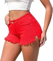 [Generic] Womens Summer Shorts Baggy Trendy Relaxed Fit Hiking Comfy Shorts 2025 for Yoga Lounge Running, C-red, Small