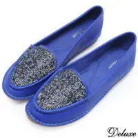 在飛比找ETMall東森購物網優惠-【Deluxe】全真皮質感水鑽精緻軟Q包鞋(藍)