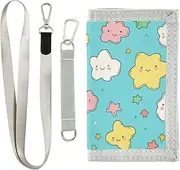 [Yoogain] Cartoon Cute Stars Clouds Blue fold wallets for woman pop tri fold wallet for men with lanyard, cartoon cute stars clouds blue, 1 size, Fashion