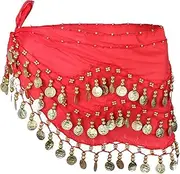 [Kiuiom] Belly Dance Hip Scarf Belt, Chiffon Hip Scarf, Women's Belly Dance Belt, Belly Dance Hip Scarf, Belly Dance Carnival Costume Hip Scarf Wrap Belly Dance Costume Coin Belt Sequins Belt