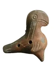 Bird Ocarina Handmade Red Clay Whistle Sounds Nice Shaman Nature 4”x4” Mexico