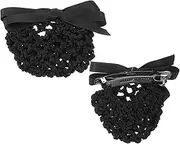 Beavorty 2pcs Bowknot Hair Net: Womens Hair Snood Net Barrette Bow Barrette Non Slip Mesh Clips Hairpin For Nurses Air Hostesses And Service Staff