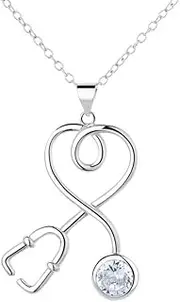 [Medinc] Stethoscope Necklace, Braver than you believe, stronger than you seem, smarter than you think, Zinc