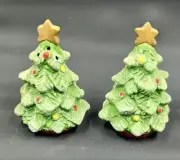 Christmas Tree Salt and Pepper Set with Snow Ornaments Star Enesco 1978