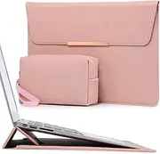 HYZUO 15 Inch Laptop Sleeve Case with Stand Feature for MacBook Air 15 M4 A3241 M3 A3114 M2 A2941 2025-2023, MacBook Pro 15, 15" Surface Laptop 7/6/5/4/3, with Carrying Pouch, Pink(Smiley)
