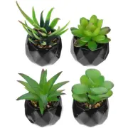 4 Pcs Artificial Succulent Plants Ceramic Pots Plastic Succulent Decoration