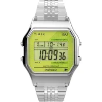 在飛比找momo購物網優惠-【TIMEX】天美時 T80電子錶 銀x綠 TXTW2V19