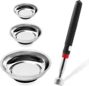 4Pcs Magnetic Tool Trays with Magnetic Pickup Tool Set, 3" 4" 6" Round Magnet...