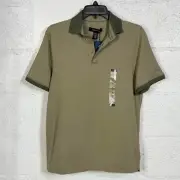 Kenneth Cole Men's Solid Button Placket Polo Shirt green Small
