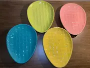 Fiestaware Easter Egg Shaped Plates - Lemongrass Turquoise Peony Sunflower
